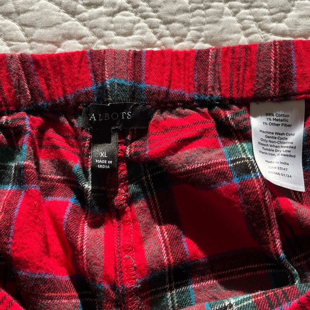 Talbots Cotton Flannel Pajama Top & Pants‎ Set 2 Pieces Womens XL Red Plaid Soft - Picture 8 of 17